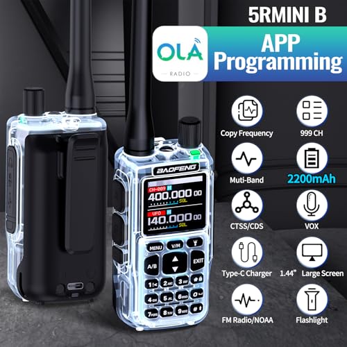 Image of Baofeng Radio UV-5R Mini Ham Radio Long Range Two Way Radio NOAA Weather Radio Rechargeable Walkie Talkies Dual PTT APP Programming Copy Frequency 2200mAh Battery with USB-C Charging Survival Radio