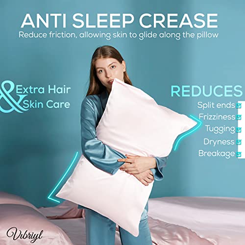 VIBRIYL 19 Momme Silk Pillowcase, Premium Quality 100% Mulberry Silk Pillowcase Hair and Skin with Hidden Zipper - Image 4