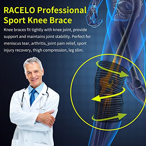Racelo 2 Pack Sports Knee Brace Wraps For Knee Pain Compression Sleeves Support Bandage For Men And Women #TOP2