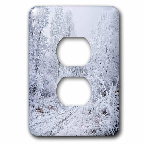 Scène de neige sur arbres double prise murale décorative lsp_60401_6