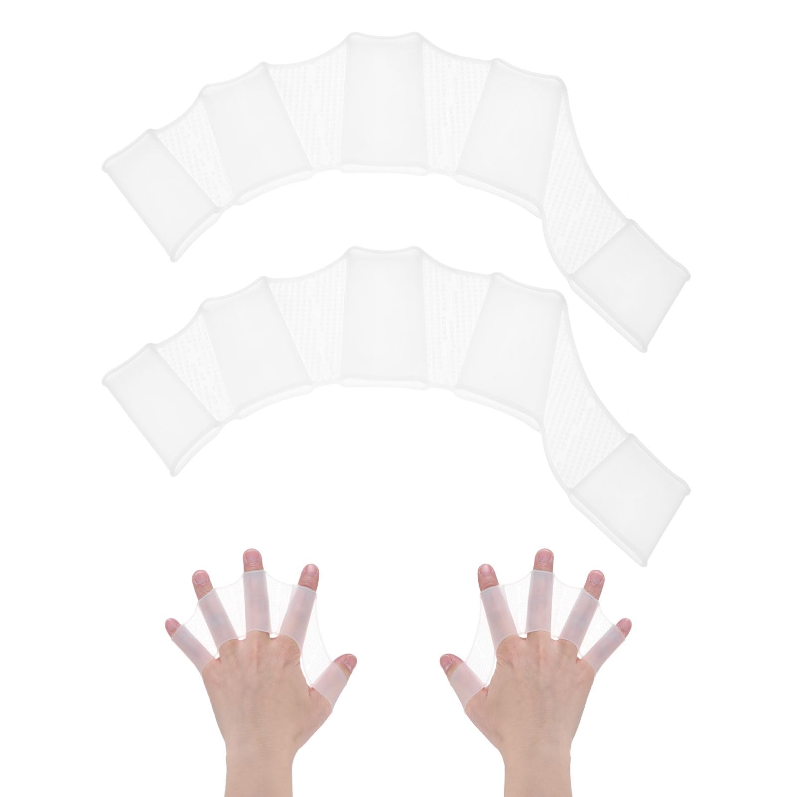 M METERXITY 1 Paire De Gants De Natation en Silicone Gants De Natation Palmés Type Grenouille À Demi-Doigts Gants D'Entraînement De Natation Taille Moyenne [Blanc]