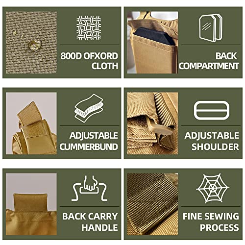 Adjcf Lightweight Tactical Vest With 2 Eva Foam Inserts - 800D Waterproof Fabric, Adjustable Straps For Paintball, Cosplay (Khaki) #TOP3
