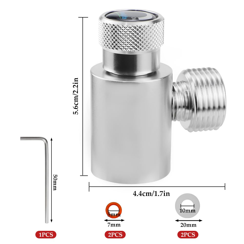 CHEVVY CO2 Zylinderadapter CO2 Zylinder CO2 Füllbehälter Druckminderer Selbst Gemachter Bierfassregler TR21-4 bis W21,8 Trapezgewinde Schnelladapter für CO2 Soda