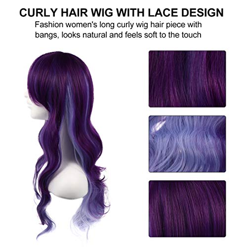 PIXNOR Longo Cacheado GÃ³tico Lolita Harajuku Anime Cosplay Traje de Natal Peruca Multicolor Cabelo