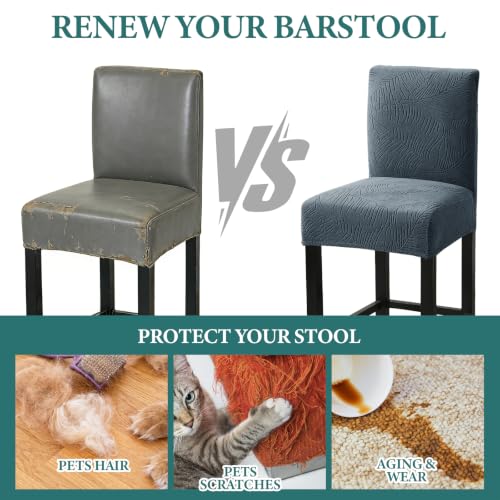 Image of HAOYONG Bar Stool Covers, Stretch Counter Stool Pub Chair Slipcover Washable Counter Height Chair Covers for Kitchen Dining Room Cafe Set of 4 (Dark Gray)