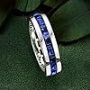 SweetJew Sapphire Ring For Men Eternity Wedding Band 925 Sterling Silver 19 Emerald Cut Gemstone Promise Ring For Him Size 7 #3