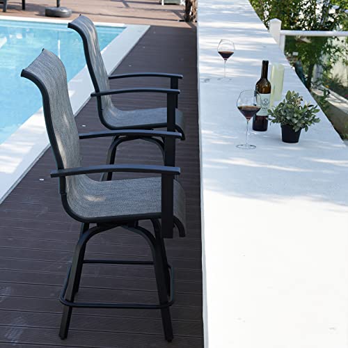 Grand Patio Outdoor Counter Height Patio Stools Set Of 2, All-Weather Swivel Bar Chairs For Balcony, Poolside, Backyard, Garden (Coffee, 2Pc) #TOP2