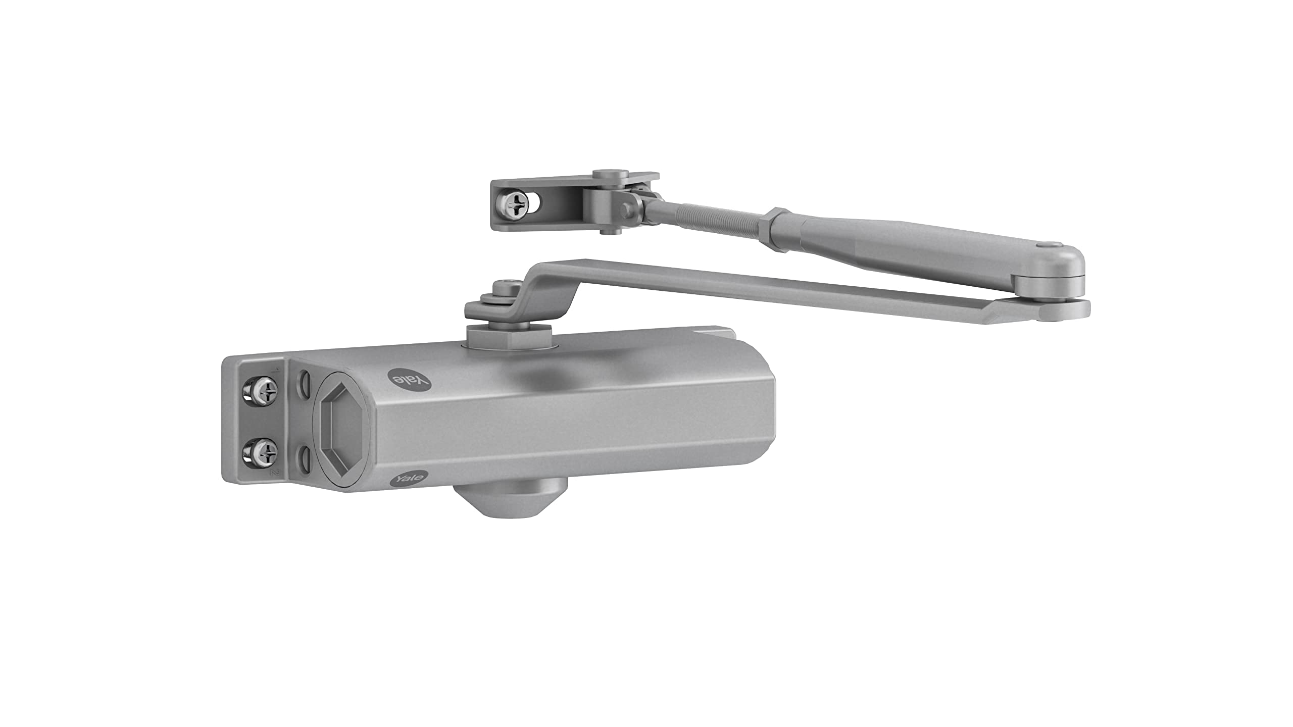 Yale Chiudiporta aereo serie 300 cod. 30-0300-0001-00-60-11 argento, Braccio senza fermo