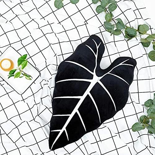 Green Philosophy Co. Plush Succulent Leaf Pillow 3D Accent Anthurium Warocqueanum Plant Throw Pillows for Couch Sofa Living Room Home Decor for Plant & Garden Lovers, Green Thumb Family & Friends: Alocasia Frydek Obsidian