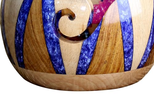 Image of Wooden Yarn Bowl for Knitting Yarn Bowl for Crocheting, Yarn Storage Bowl to Prevent Slipping, Wooden Yarn Holder, Best Gift for Crochet (#Desig-8)
