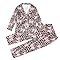 Girl's 𝙋𝙖𝙟am𝙖𝙨 2 Piece Sets Cute Preppy Leopard Bow Graphic Print 𝙎𝙡𝙚𝙚𝙥wear Sets Long Sleeve Lapel Button-Down Shirts and Bottoms Matching Sets Comfy Soft Silky Satin Clothes for Kids 3-14Y