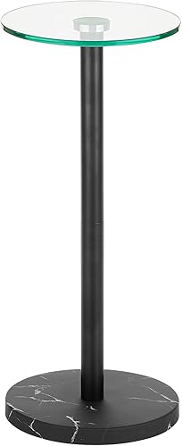 Miniatura 6 de mDesign Mesa de noche lateral o extremo superior de cristal, pequeña y moderna mesita de noche de metal con acento redondo para sala de estar,