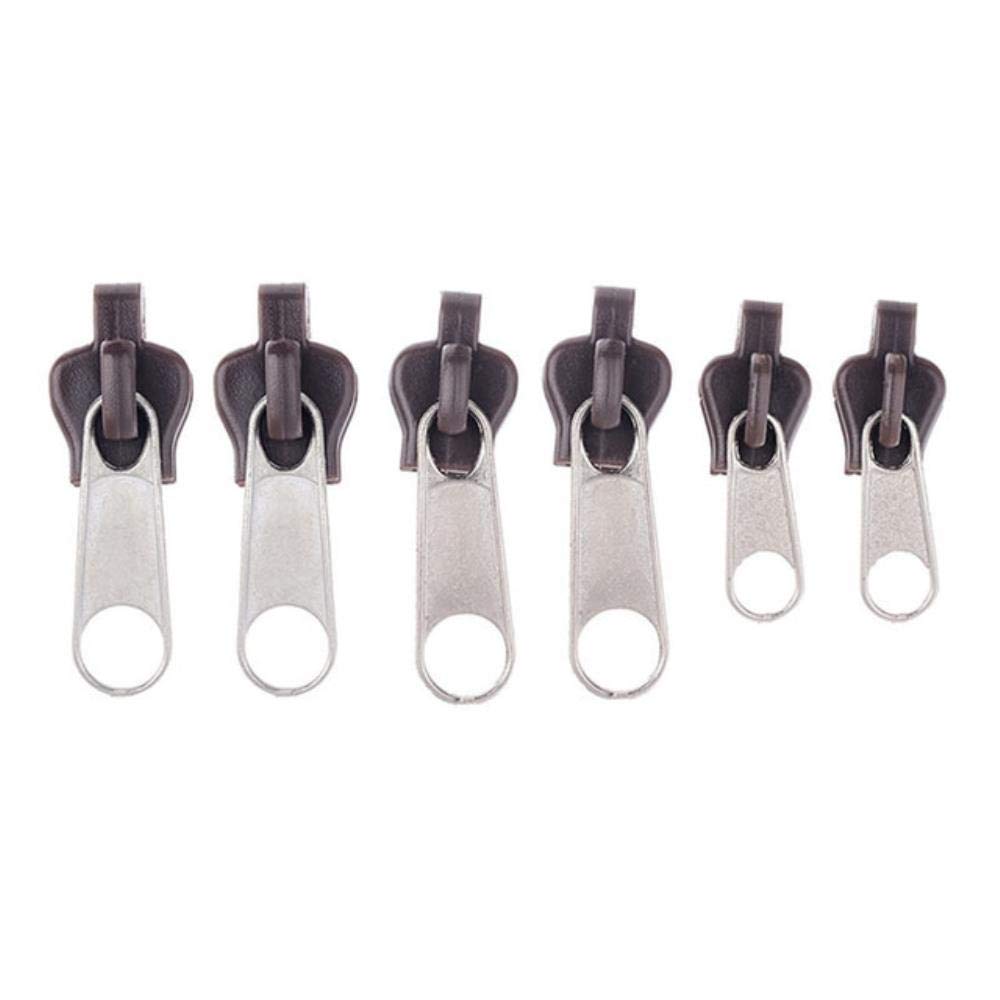 Imixlot 6Pcs Universal Instant Fix Zipper Magic Repair Kit Replacement Zip Slider Teeth Rescue Clothing Bags Sewing Accessories,Antique Brass,3#