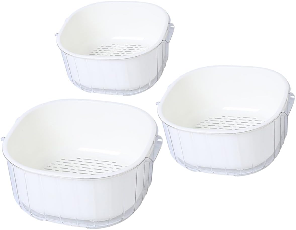 3Pcs Kitchen Washing Basket with Handles Portable Fruit and Vegetable Drain Basket for Efficient Cleaning and Water Storage and Safe Household Colanders