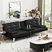 Homall Futon Sofa Bed, Leather Futon Couch with Removable Armrests, Adjustable Recliner Sleeper Sofa Bed with Dual Cup Holders for Living Room, Apartment, Office (Black)