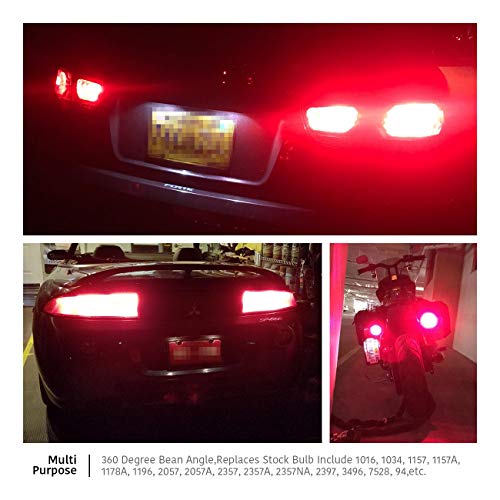 Luyed 2 X 800 Lumens Super Bright 1157 2835 33-Ex Chipsets 1157 2057 2357 7528 Led Bulbs Used For Turn Signal Lights,Tail Lights,Red #TOP5