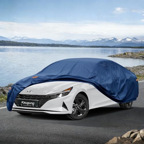 Image of Kaugung Custom Fit Car Cover for Hyundai Elantra Sedan (2006-2026), Heavy Duty Waterproof All Weather Outdoor Protection, Breathable Full Exterior Cover with Vent, Rain Sun Snow UV Proof