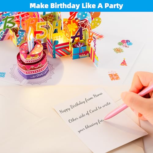 image for Gumry 57TH Musical Birthday PopUp Card, Blowable Colorful Light Candle