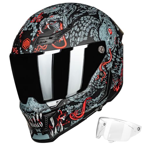 Image of ILM Motorcycle Helmets for Adult Men Women Full Face DOT ECE Powersports Dual Visor Street Racing Helmet with Pinlock Cascos para Motos Model MF509 (Mythology Red, 2XL)