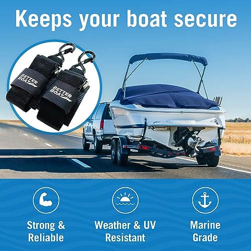 Image of Boat Tie Down Straps to Trailer, 2 Inch x 48 Inch Marine Grade Transom | Straps, Heavy Duty Manual Buckle Clasp, Short, Boat Tie Downs for Trailer, Jet Ski, 4 Ft