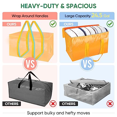 Image of BALEINE 4-Pack Oversized Moving Bags with Reinforced Handles, Heavy-Duty Storage Tote for Clothes, Moving Supplies (Light Yellow, 4-Pack)