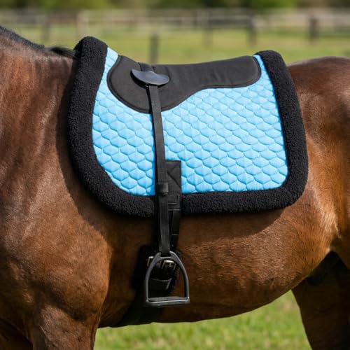 Image of Horse Quilted English Bareback PAD Trail Fleece Neoprene Turquoise 72F48TR