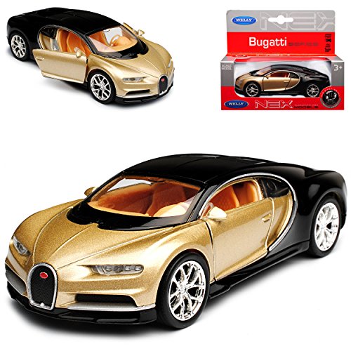 Welly Bugatti Chiron Coupe Gold Beige Ab 2016 mit Rückzugsmotor ca 1/43 1/36-1/46 Modell Auto