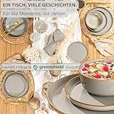 SÄNGER Rio Perlgrau|Kombiservice 6 Personen, Teller Set Kaffeebecher Pastaschale 30 tlg, Steingut Geschirr Set spülmaschinen- mikrowellen- kratzfest, Geschirrset aus Steingut, grau | VALUE COLLECTION