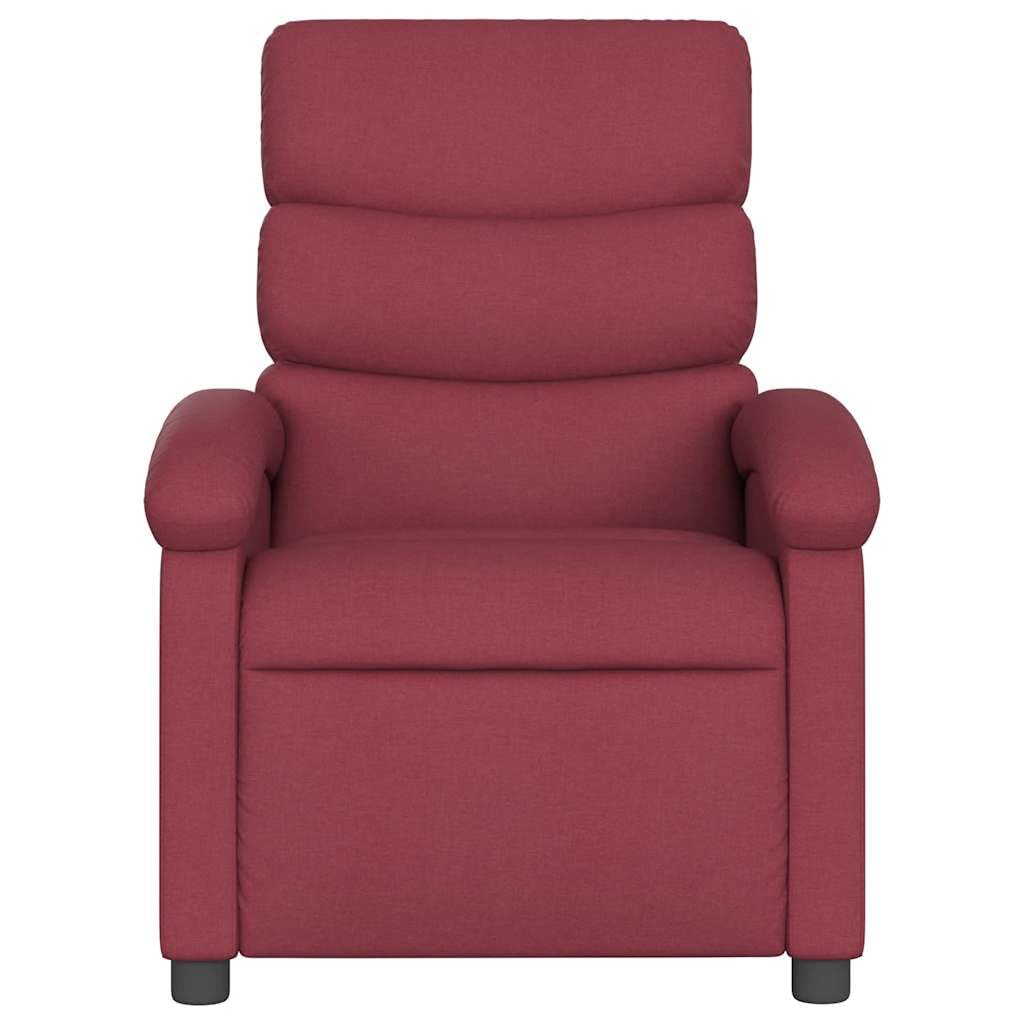 Fauteuil Inclinable Manuel de Relaxation pour Salon, Fauteuil Télévision en Tissu Polyester avec Repose-Pieds Réglable et Poche Latérale, Rouge Bordeaux