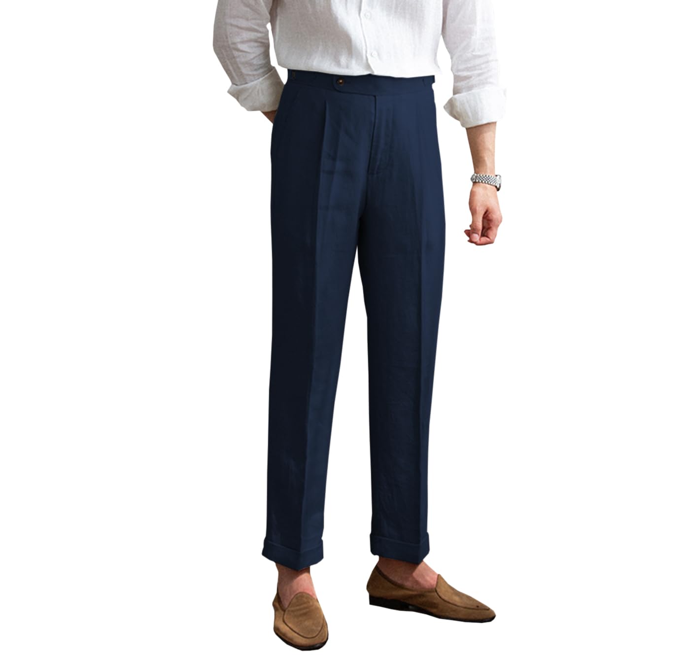 Men's Linen Pants Vintage Lightweight Premium Dress Pants for Men Spring Summer