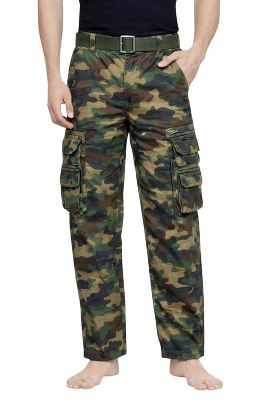 Image of Krystle Men's Camouflage Cargo Pants | Multi-Pocket Military Tactical Trousers | Regular Fit Casual Outdoor Combat Pants (Multicolor,Multisize)