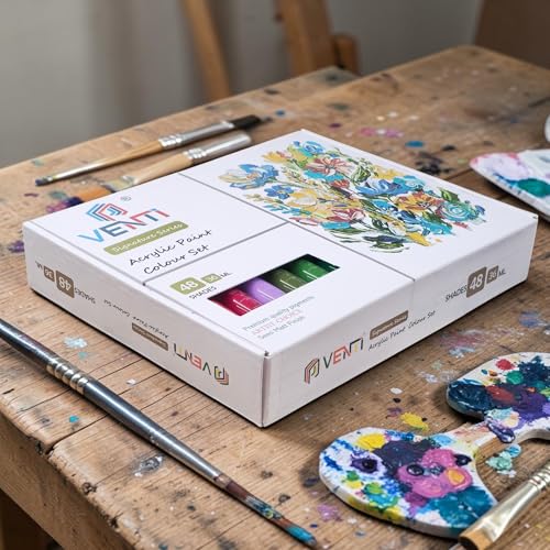 Image of Venti Signature Acrylic Colour Paint Set, 48 Colors, 36ml Each, Multicolour