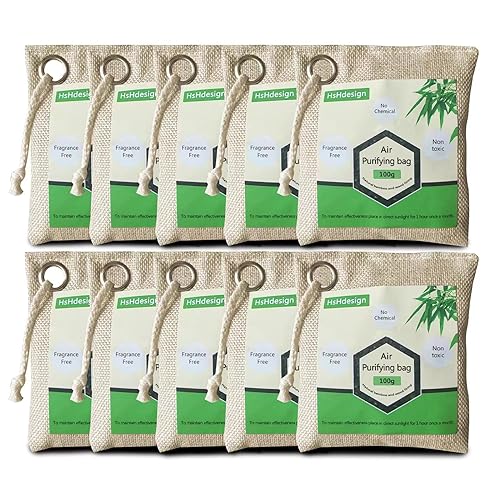 10 Pack Bamboo Charcoal Air Purifying Bags, Elimination