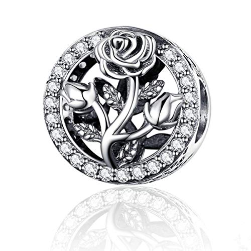 Annmors Rose Flower Charm for Woman-925 Sterling Silver Dangle Pendant Bead,Girl Jewelry Beads Gifts for Women Bracelet&Necklace Annmors Rose Flower Charm for Woman-925 Sterling Silver Dangle Pendant Bead,Girl Jewelry Beads Gifts for Women Bracelet&Necklace