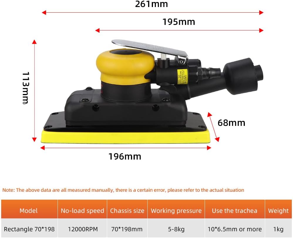 Pneumatic Random Orbital Sander, 2-3/4" x 8" Dust-Free Air Orbital Sander with 1/8" Vacuum, 10,000 Max OPM, Includes Extra Pad & 30pcs Mesh Sandpapers for Woodworking, Metal Finishing