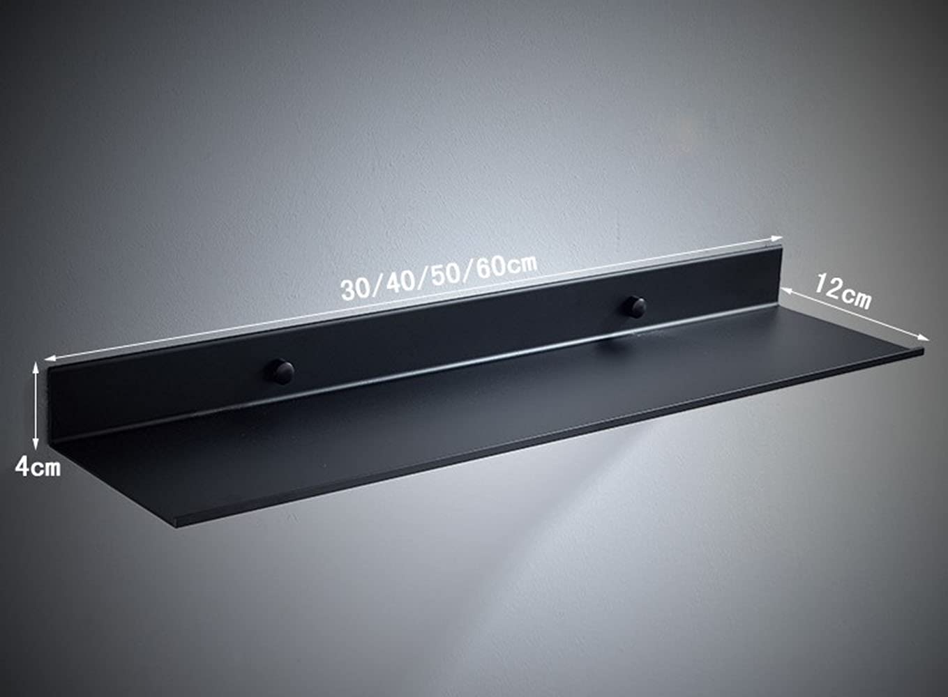 Lot de 2 étagères murales flottantes en métal noir - Économie d'espace - En aluminium inoxydable - Pour salle de bain - Extra solides - 60 cm