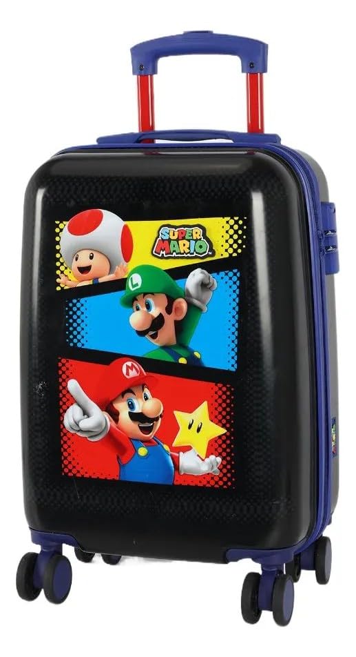 Mala de Viagem Infantil Rodas 360º Super Mario Bros By Up4You Preta