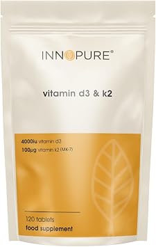INNOPURE Vitamin D3 4,000IU & K2 MK-7 100 g - 120 Tablets, 4 Months Supply - UK Made