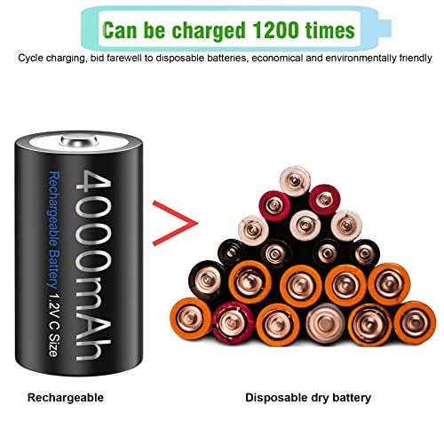 Palowextra Premium Rechargeable C Battery 6 Pack High Capacity 4000Mah 1.2V Nimh Batteries (C Size Batteries) #TOP4