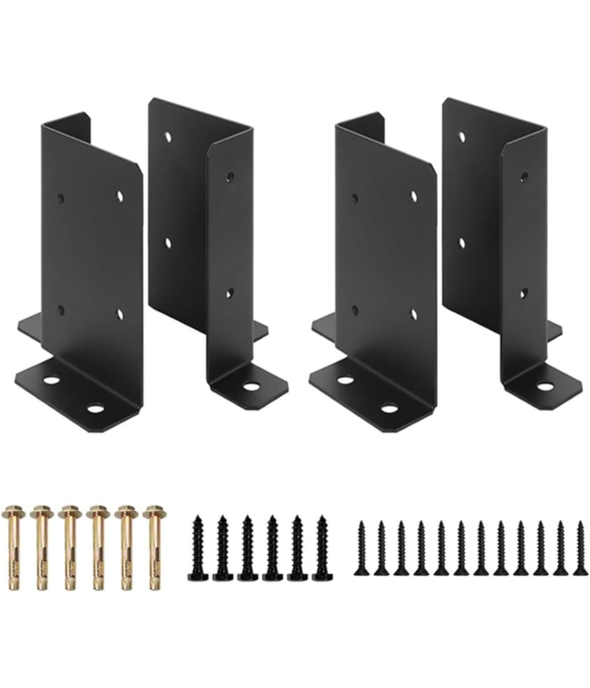 Vrayknol Black Pack Of 4 Base Brackets, Column Foot Bracket, Compatible With 2X4, 4X4 And 6X6 Pillars, Suitable For Pergolas, Patios And Railings