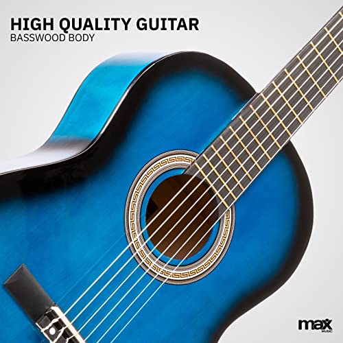 MAX SoloArt Guitare Acoustique Classique avec Pupitre – Bleu, Idéal pour Débuter la Guitare - Les Beatles, Paul McCartney, John Lennon, RIngo Starr, George Harrison MAX SoloArt Guitare Acoustique Classique avec Pupitre - Bleu, Idéal pour Débuter la Guitare – Image 5