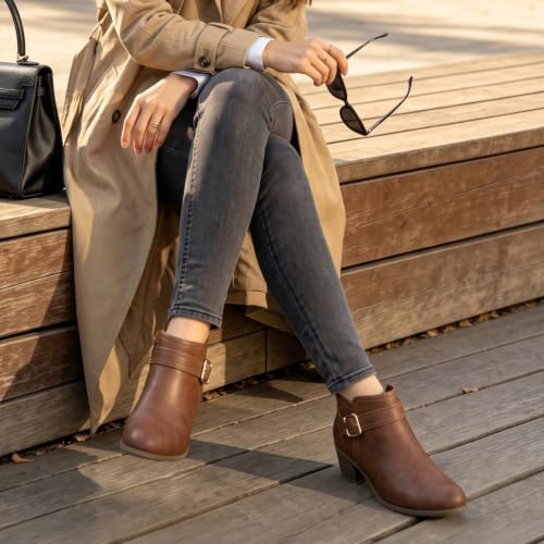 Image of Athlefit Women's Chunky Low Heel Short Ankle Boots