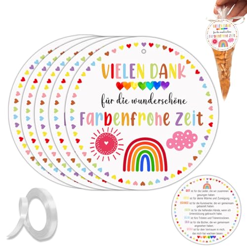 15 St&uuml;ck Abschiedsgeschenk Erzieherin Geschenkanh&auml;nger, Abschiedsgeschenk Kindergarten, Anh&auml;nger Etiketten Vielen Dank f&uuml;r die Wundersch&ouml;n Farbenfrohe Zeit, Abschiedsgeschenk Kita