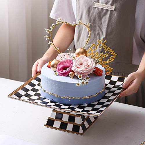 Porlien Checker Pattern 13-Inch Cake Stand, Cake Holder, Serving Platter #TOP3