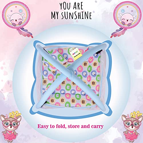 Image of Kwitchy Baby Bedding Set New Born Baby Bed | Mattress | Mosquito Net | Play Gym | Playmats | Floor Gym | Cotton | Infants | Gift Pack | Bed with Hanging Toys (0-6 Months) Blue