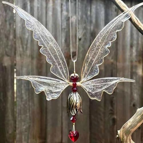 Campanas de viento de mariposa para revivir patios apagados con melodías y color rojo 6