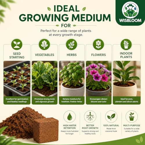 Image of Cocopeat Blocks for Gardening Pack of 2, 400g Compressed Coco Peat Bricks, Growing Medium for Seed Starting, Pots, Grow Bags & Indoor Plants