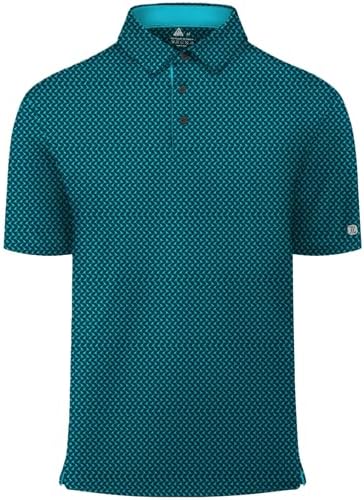 ZITY Mens Golf Shirts Short Sleeve Polo Shirt Performance Moisture Wicking Printed Poloshirt UPF50+ Tennis Casual T-Shirt Blue