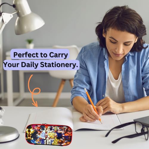 Image of Funfob Polyester Goku Pencil Box For School College For Pen Pencil Or Other Stationery Products Pencil Pouch Travel Or Cosmetic Case | Goku All Character,Blue