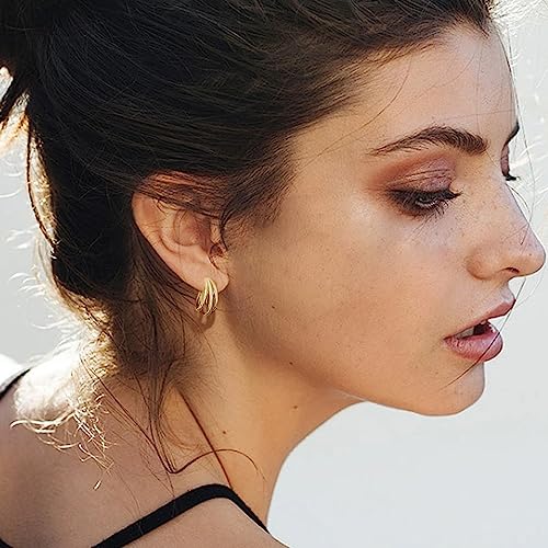 Eleshow Gold Hoop Earrings For Women, 14K Yellow Gold Plated Triple Hoop Earrings Minimalist Jewelry Gifts For Women Girls #TOP1